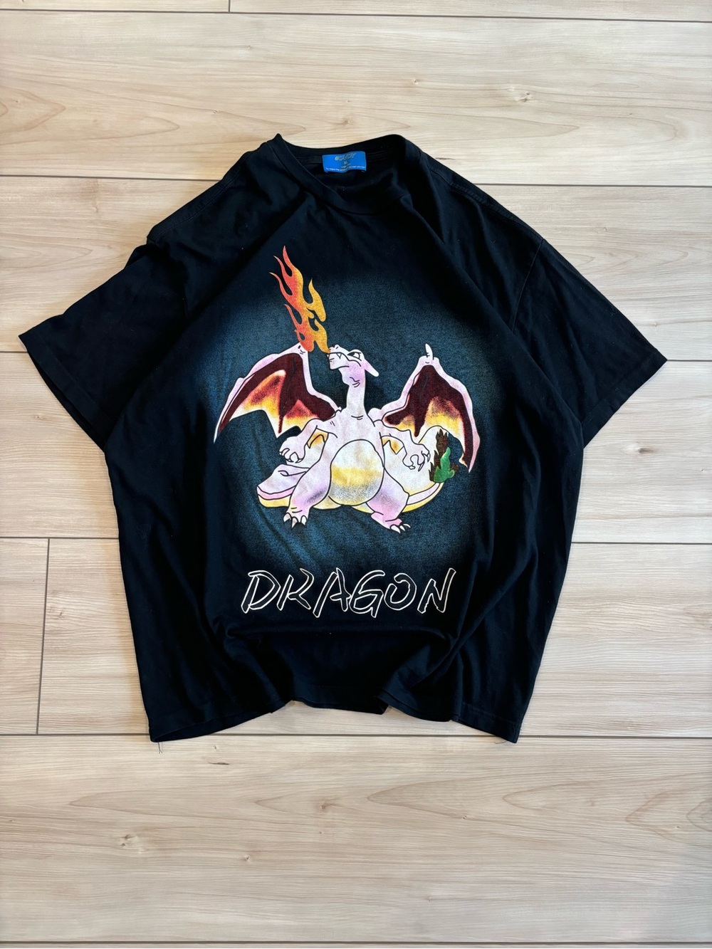 Dragonball Z anime y2k Flaming dragon grunge streetwear black Men’s graphic tee